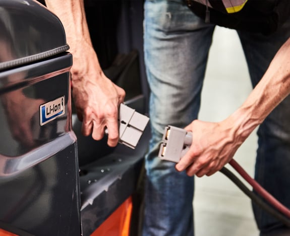 Electric Toyota forklift charging